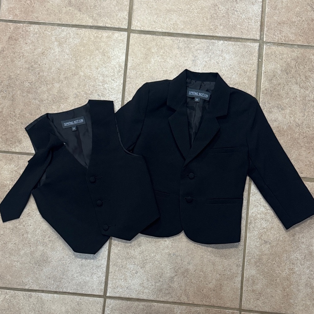 Classic Black Kids Suit Jacket and Vest Set